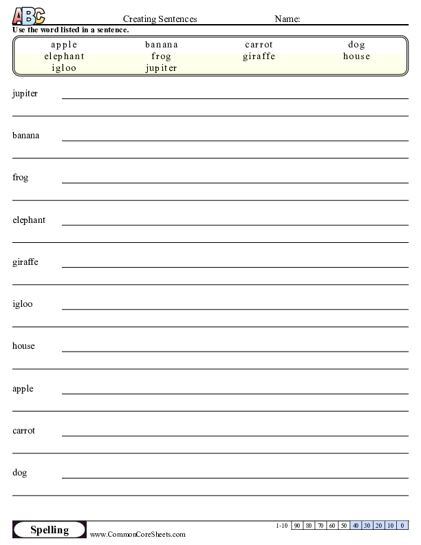 Spelling Worksheets Maker | Free - Distance Learning, worksheets and more:  CommonCoreSheets