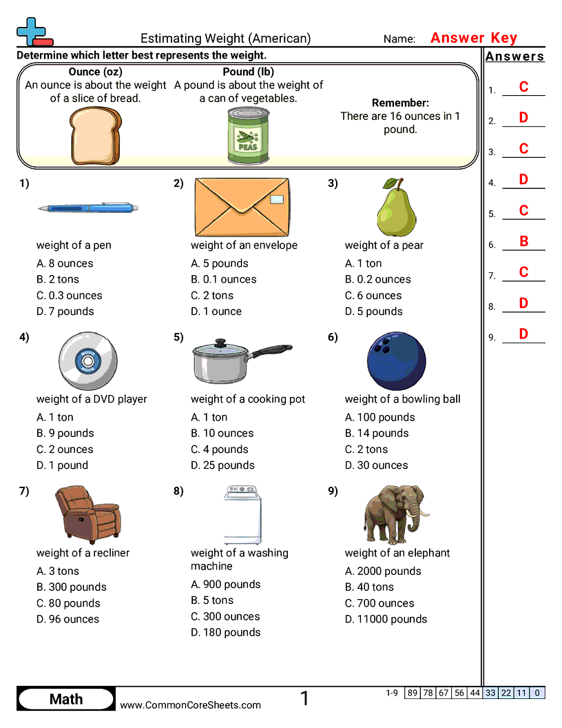 4.GM.3.2 Worksheets - estimating-weight worksheet