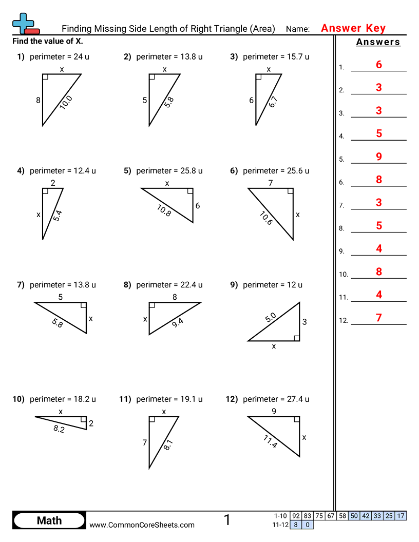 Area & Perimeter Worksheets - finding-missing-side-length-of-right-triangle-area worksheet