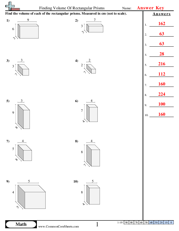 Volume Worksheets