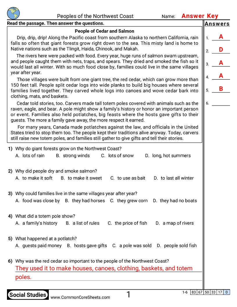 U.S. History Worksheets - Reading Comprehension worksheet