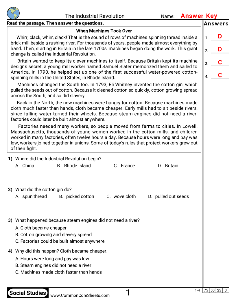 U.S. History Worksheets - Cause and Effect worksheet