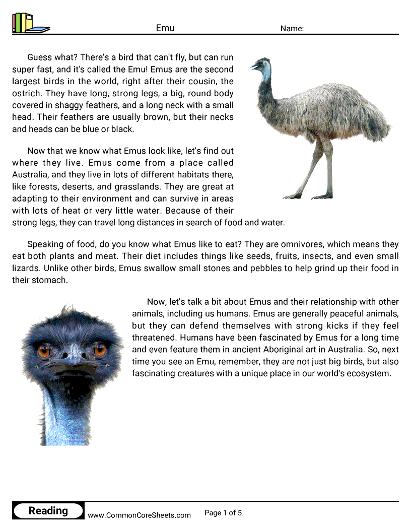Share - emu worksheet