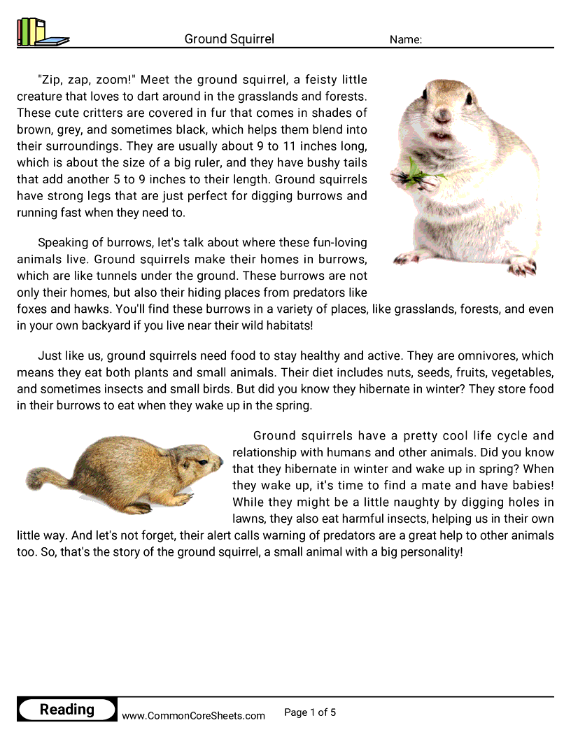 Share - ground-squirrel worksheet