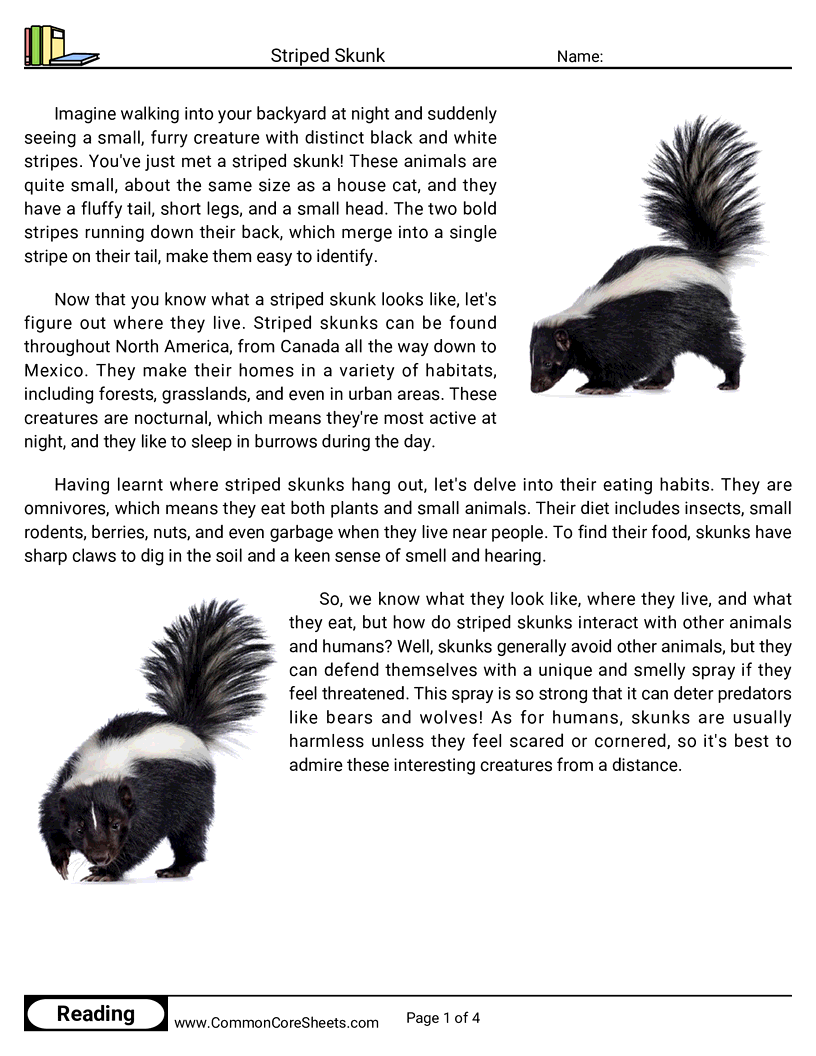 Share - striped-skunk worksheet