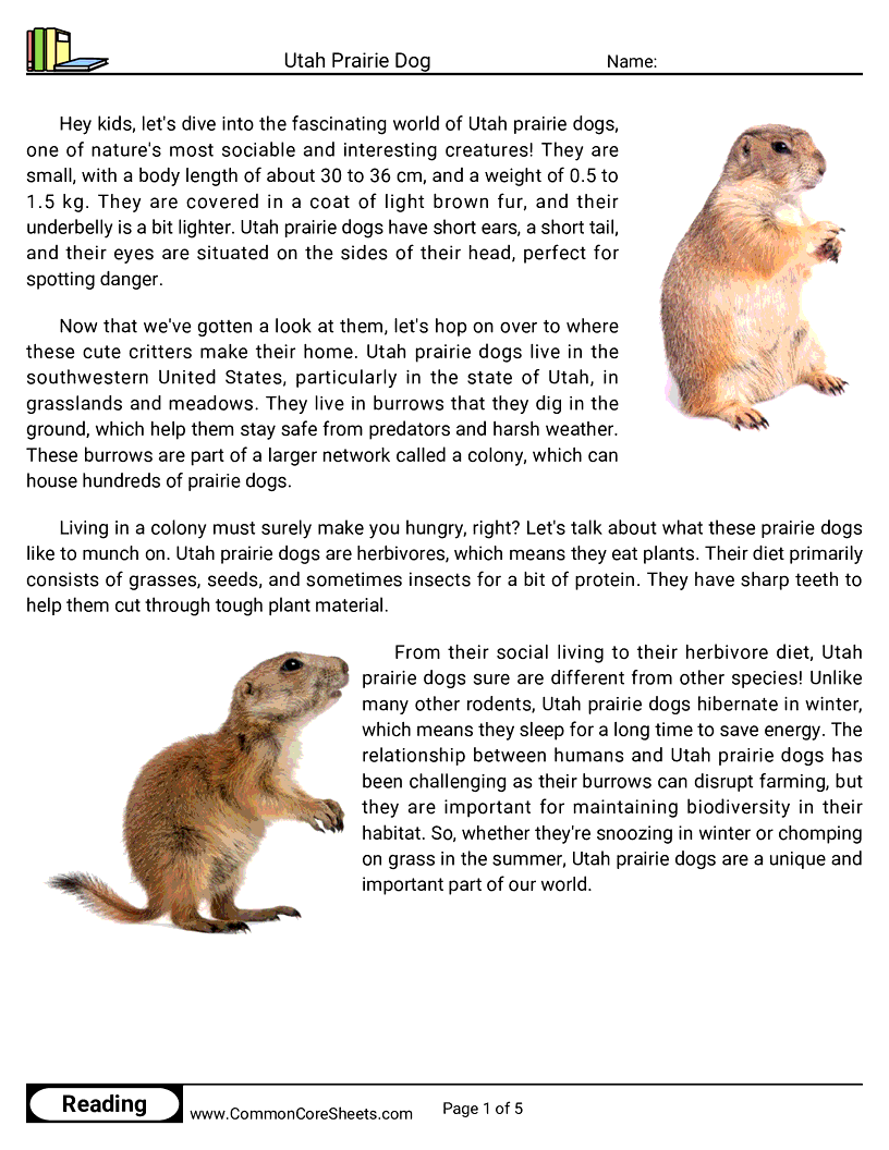 Share - utah-prairie-dog worksheet
