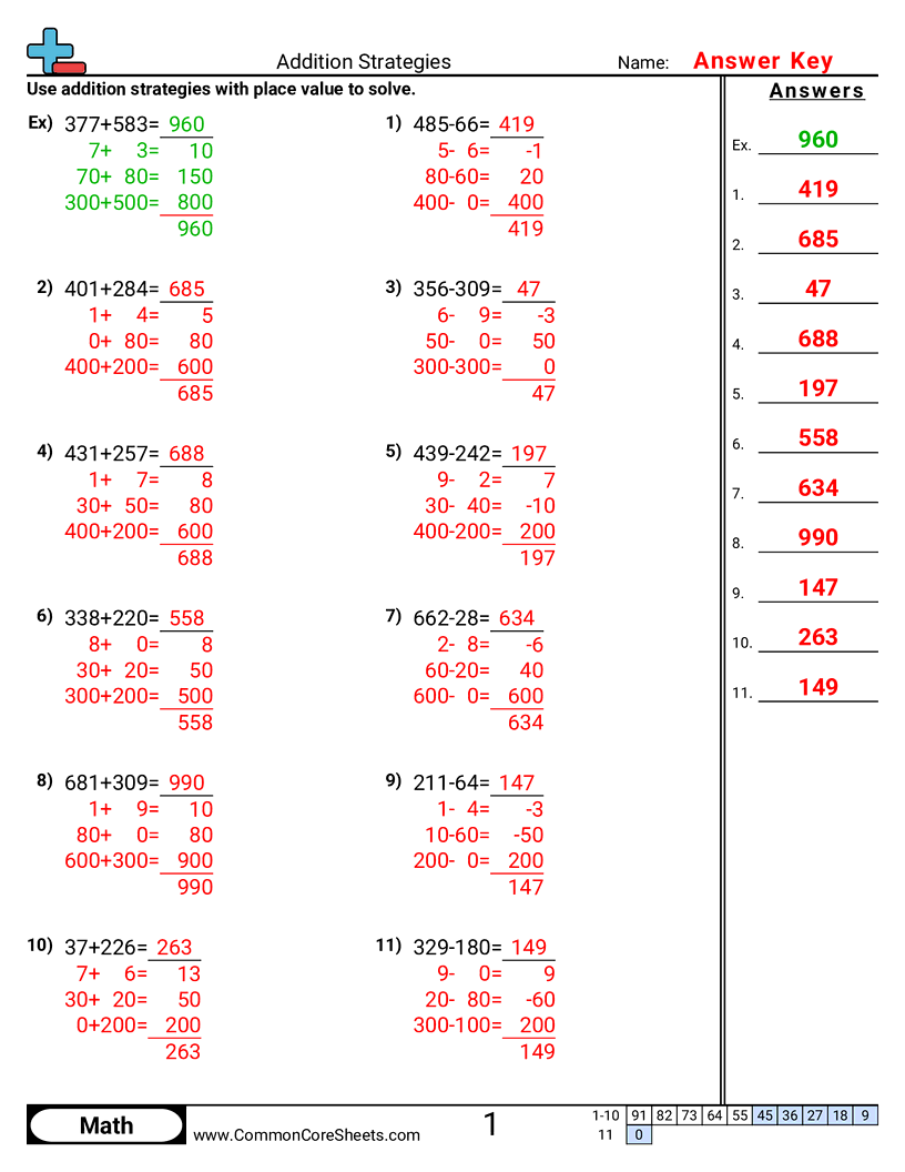 2nd Grade Addition Worksheets - addition-strategies worksheet