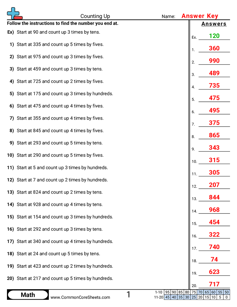 2.N.1.1 Worksheets - counting-up worksheet
