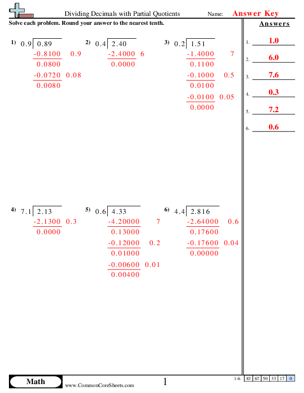  - dividing-decimals-with-partial-quotients worksheet