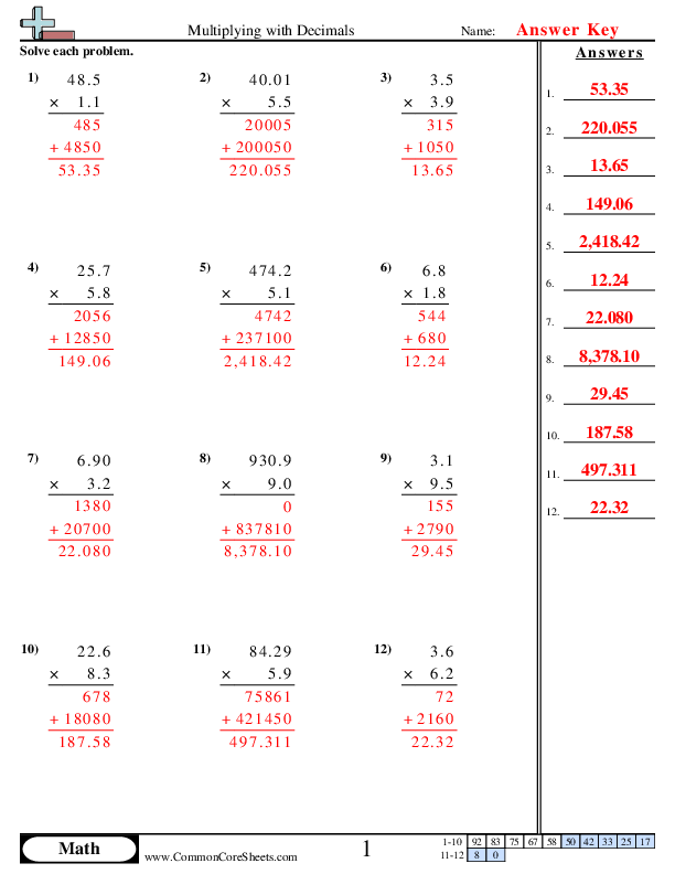  - multiplying-decimals-vertical worksheet