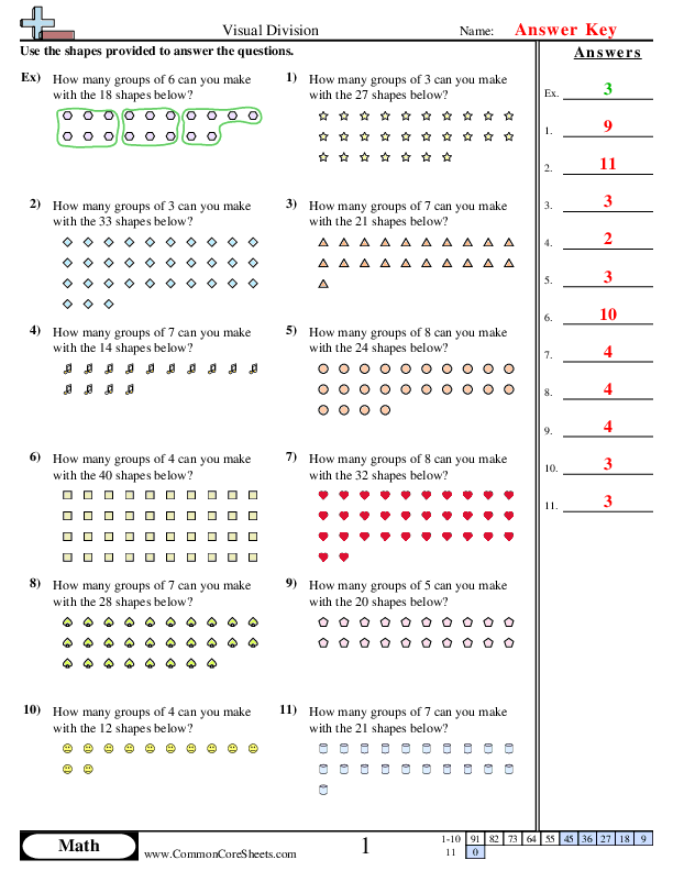 visual division Worksheets