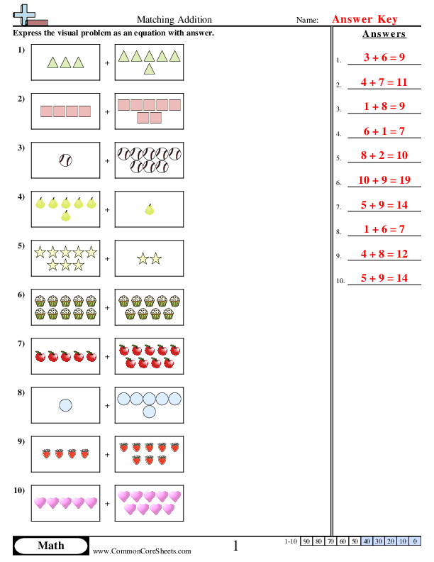  - matching-addition worksheet