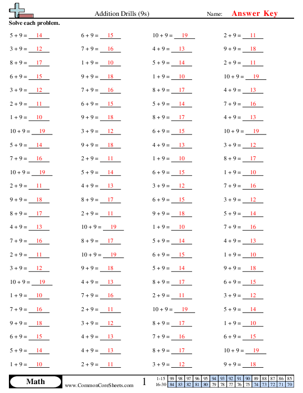  - 9s-horizontal worksheet