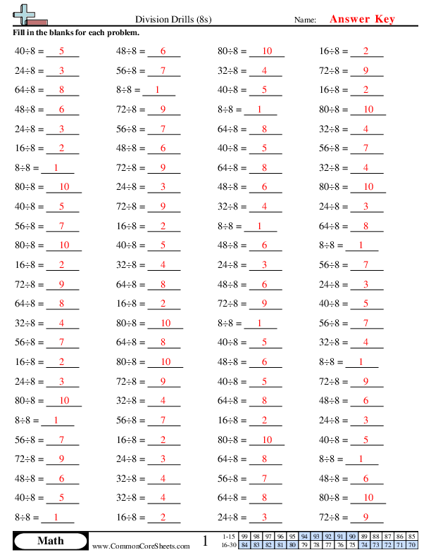  - 8s worksheet