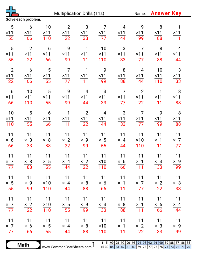 Share - 11s worksheet