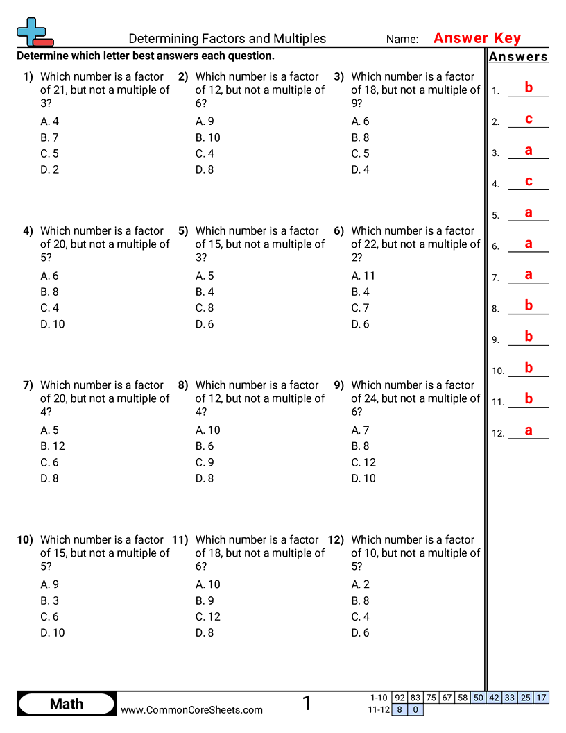 Share - determining-factors-and-multiples worksheet