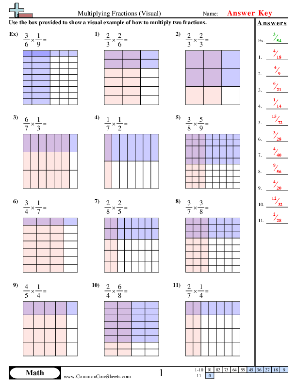 visual representation of fractions worksheet