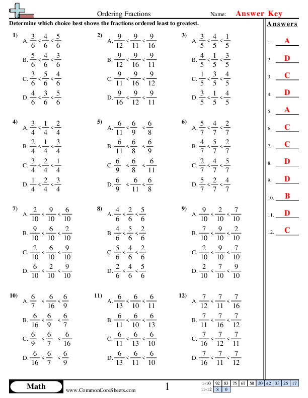  - ordering-fractions-multiple-choice worksheet