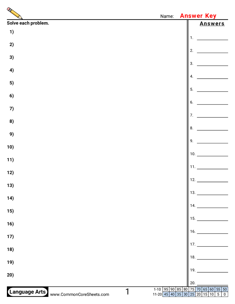 Language Arts Practice Worksheet worksheet preview
