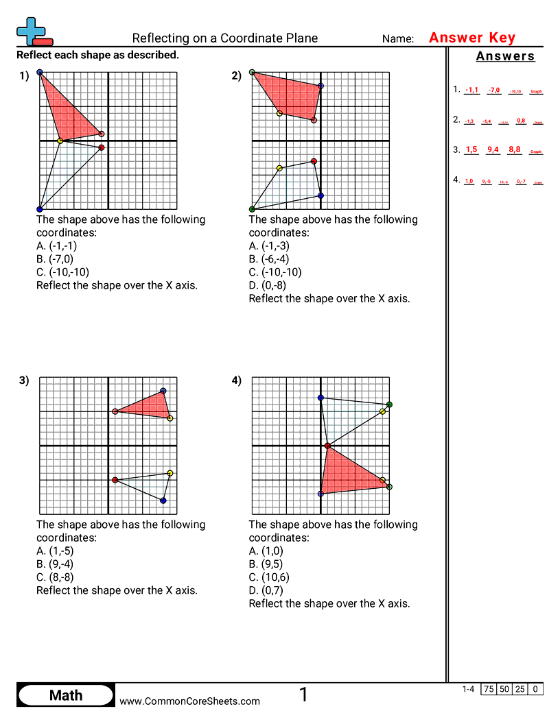 Share - reflecting-on-coordinate-plane worksheet