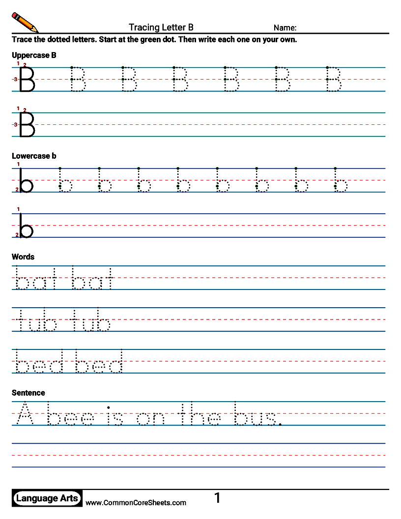 Handwriting Worksheets - Tracing Letter B worksheet