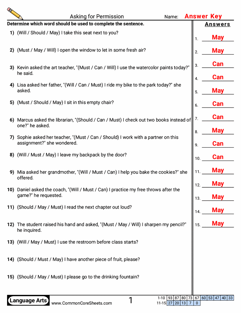 Asking for Permission worksheet preview