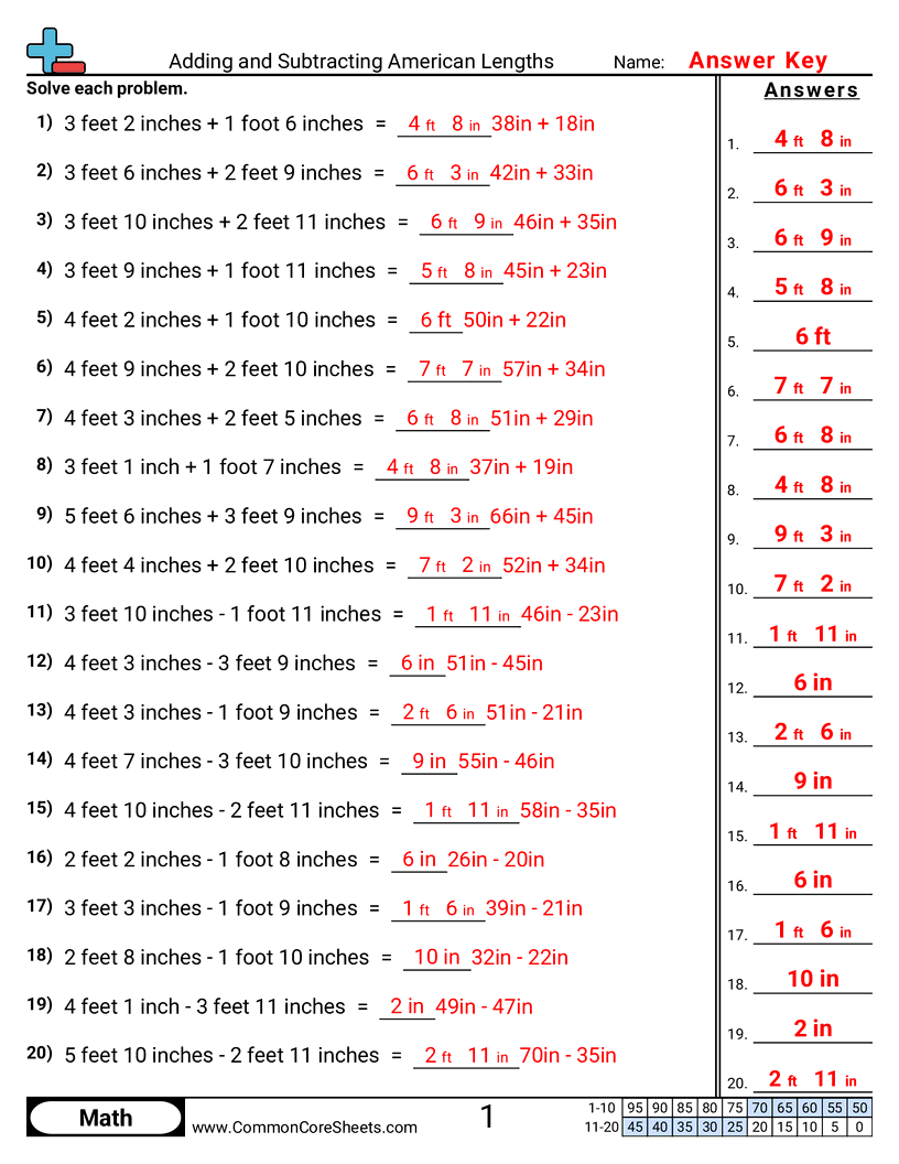 Share - adding-and-subtracting-american-lengths worksheet