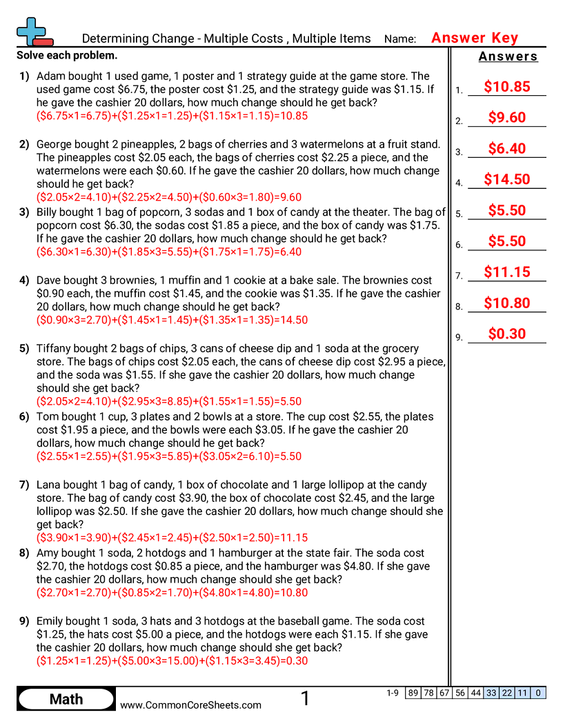 4md2 Worksheets - multiple-items-multiple-prices worksheet