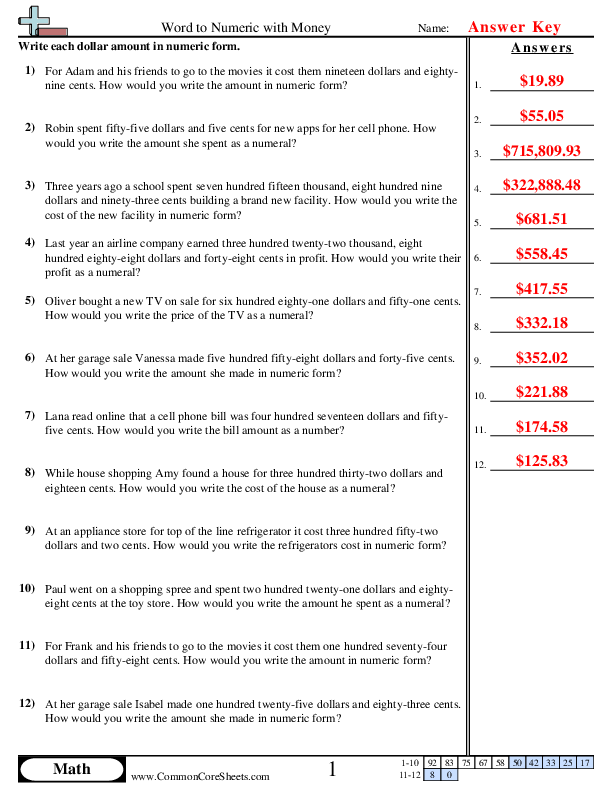  - writing-value worksheet