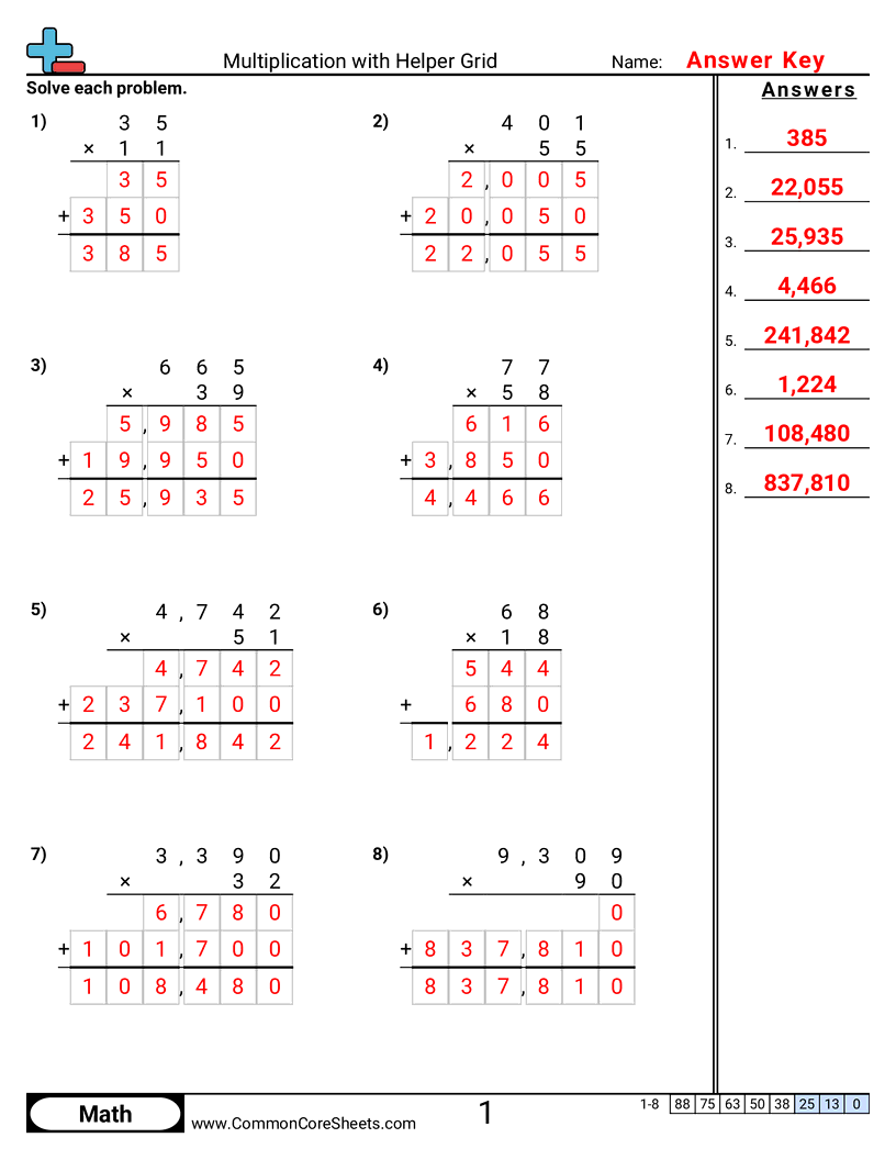 4.N.2.4 Worksheets - multiplication-with-helper-grid worksheet