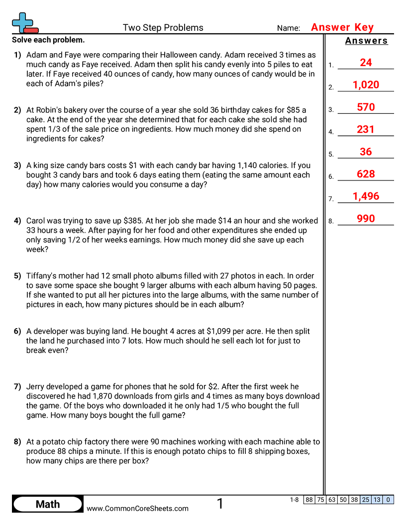 4oa3 Worksheets - two-step-problems-multiply-then-divide worksheet