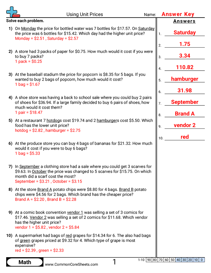 6.N.3.2 Worksheets - using-unit-prices worksheet