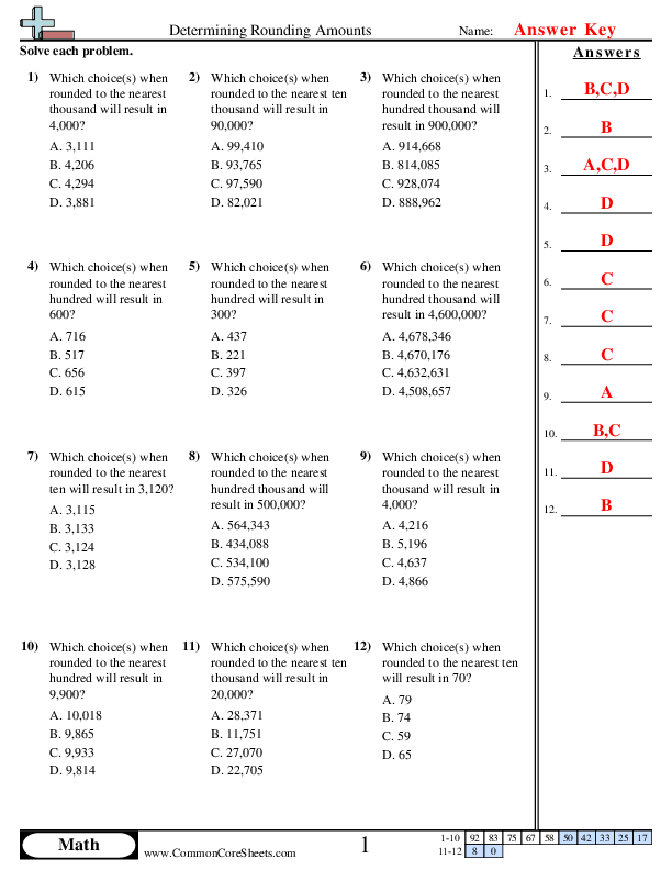 rounding worksheet common core sheets