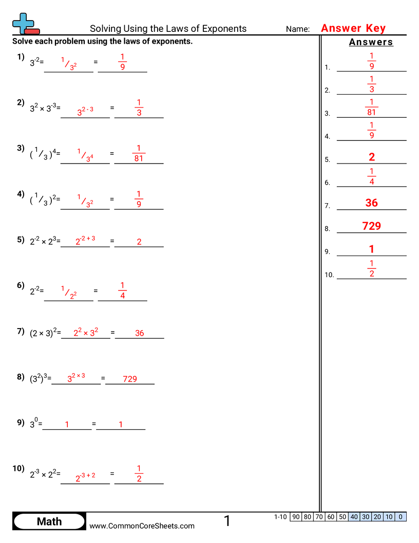 Share - solving-using-the-laws-of-exponents worksheet