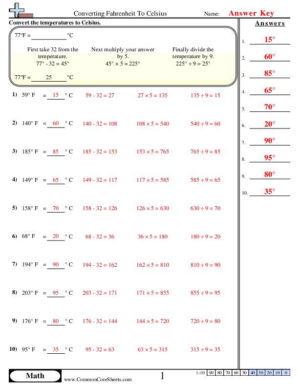  - fahrenheit-to-celsius worksheet