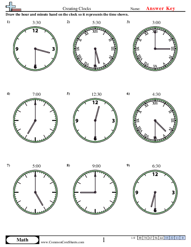  - creating-clocks-half-hour-increments worksheet