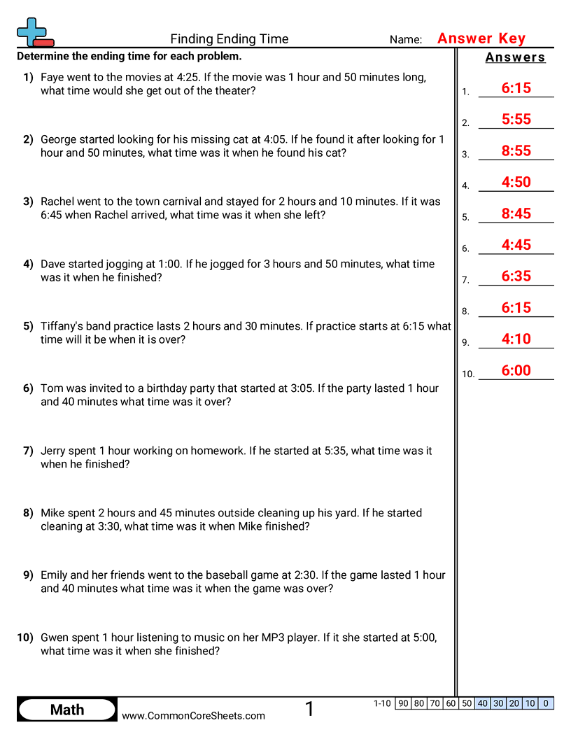 3rd Grade Time Worksheets - word-problems worksheet