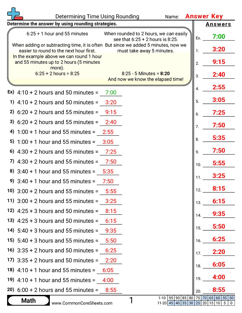 3rd Grade Time Worksheets - determining-time-using-rounding worksheet