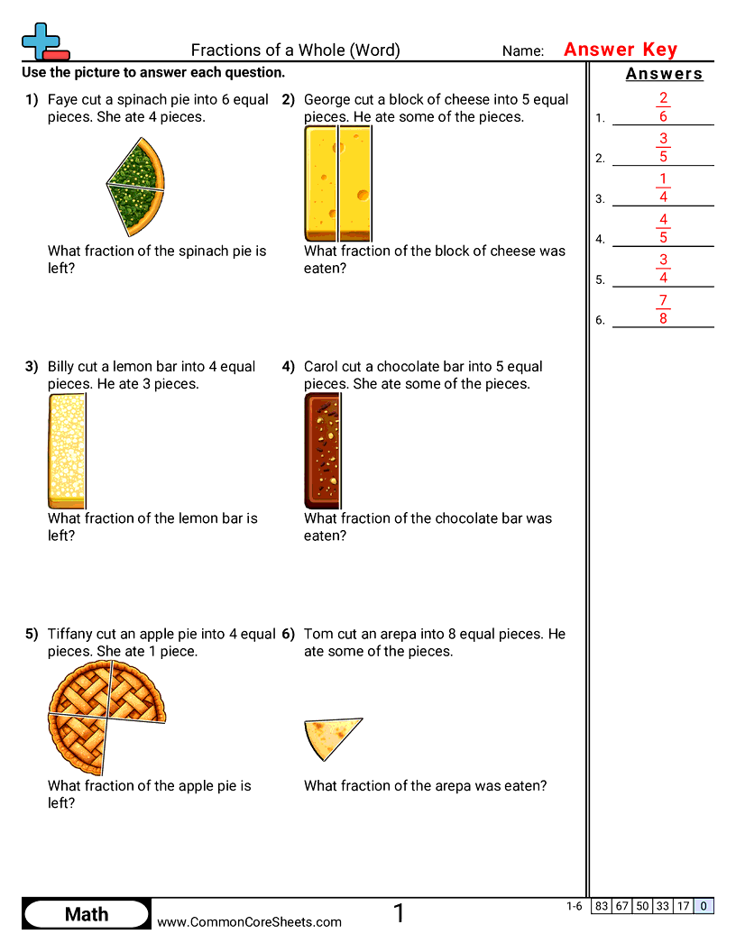 3nf1 Worksheets - Fractions of a Whole
 worksheet