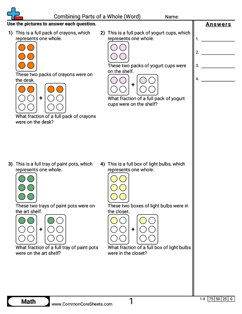 Combining Parts of a Whole (Word) worksheet