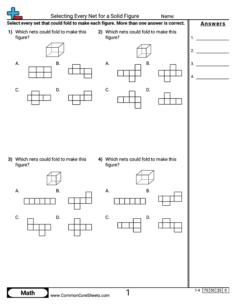 Selecting Every Net for a Solid Figure worksheet