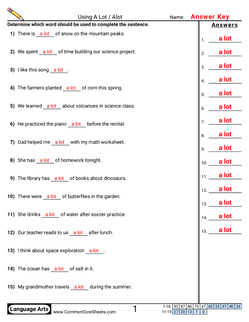 Related worksheet